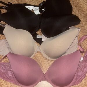 Victoria's Secret Bra Trio - Black, Beige, and Mauve